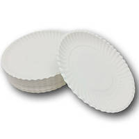 Тарелка одноразовая белая круглая бумажная Ø 155 мм 100 шт/уп.