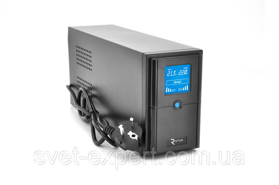 ИБП Ritar E-RTM1500 (900W) ELF-D, LCD, AVR, 3st, 3xSCHUKO socket, 2x12V9Ah, metal Case Q2 11,5 кг