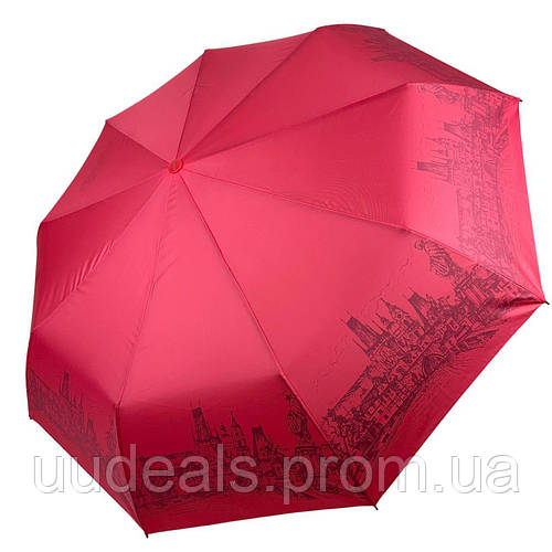 Женский зонт-автомат от Flagman с узором внутри на 9 спиц розовый 0747 ...