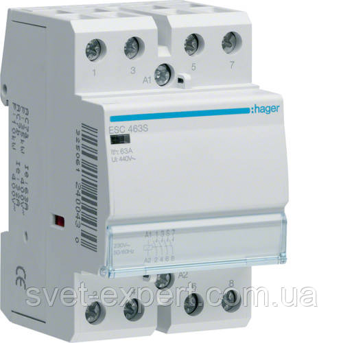 Контактор безшумний 63A Hager ESC463S, 4НВ, 230В, фото 1