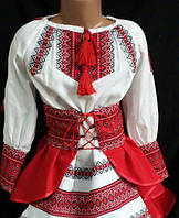 Украинский костюм (платье-юбка) "Подоляночка" для девочек 110-164/красно-белый