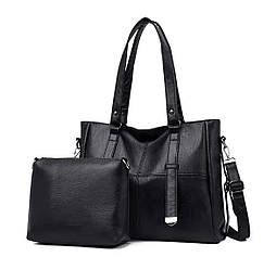 Набір жіночих сумок фіолетовий 2в1 із екошкіри