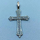 Хрест срібний з білими фіанітами і золотом Ізюм, фото 3