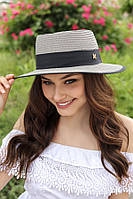 Шляпа-канотье украшенная черной лентой (1744) Braxton серый 56-58 FG, код: 7546493