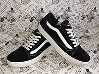 VANS мужские кожаные кроссовки кеды чёрные