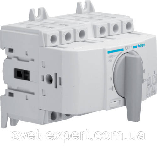 Перемикач модульний трьохпозиційний Hager HIM302 I-0-II до 16мм2, 3п 20А
