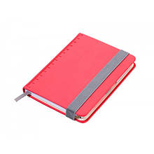 Блокнот А6 формату з кульковою ручкою "Slim" на гумці Червоний