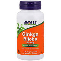 Гинкго Билоба NOW Foods Ginkgo Biloba 60 mg 120 Veg Caps TO, код: 7518365