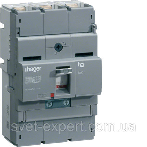 Автоматичний вимикач Hager HNB160H, x250, In=160А, 3 полюси, 40kA, Трег./Мрег.