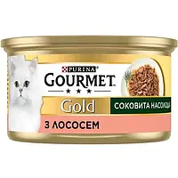 Влажный корм для взрослых котов Purina Gourmet Gold Сочное наслаждение, с лососем, 85 г*24 штуки