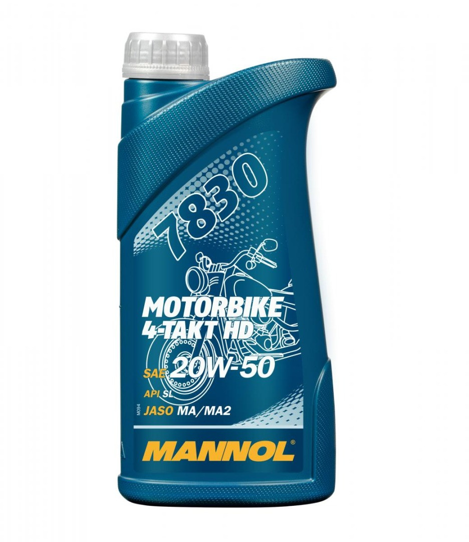 Моторна олива Mannol 4T Motorbike HD 20W50 1Л V-TWIN MA2 напівсинтетична (JASO MA/MA2, API SL) (7830) (20)