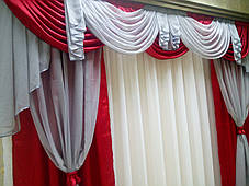 Комплект штор "Посейдон" + Ламбрекен + тюль (Бордо+Сірий), фото 3