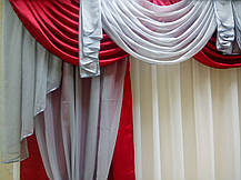 Комплект штор "Посейдон" + Ламбрекен + тюль (Бордо+Сірий), фото 5