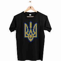 Футболка черная с патриотическим принтом Арбуз Герб Украины вышивка крестиком Push IT XL FT, код: 8131661