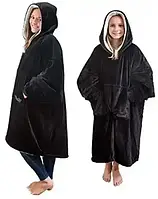 Толстовка плед із капюшоном, Толстовка халат з рукавами HUGGLE HOODIE BLANKET Чорний