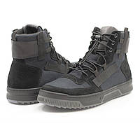 Мужские зимние ботинки высокие кеды черные из натуральной конопляной ткани Punk размер от 40 до 45