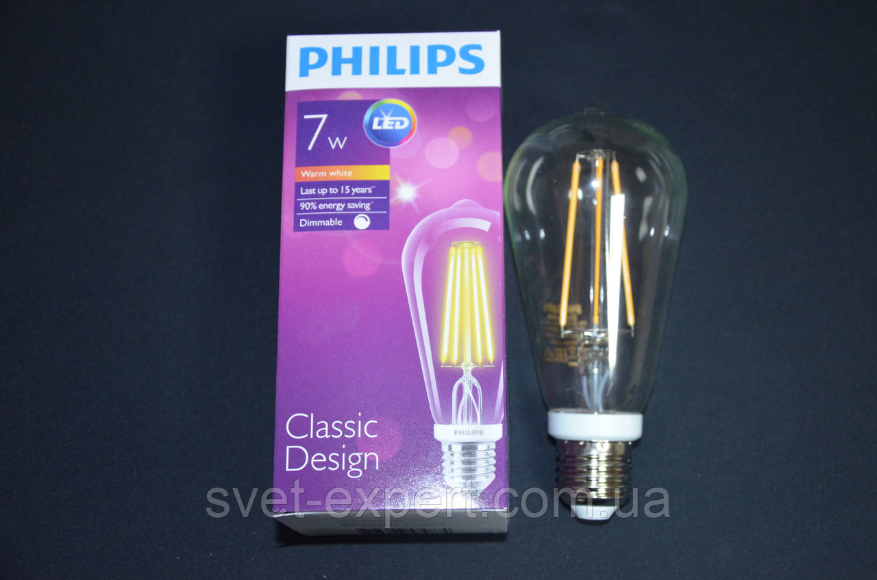LEDClassic 7-70W ST64 E27 WW CL D APR Philips світлодіодна димована
