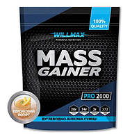 Гейнер для набора веса высокоуглеводный Willmax Mass Gainer 2 кг со вкусом персиковый йогурт