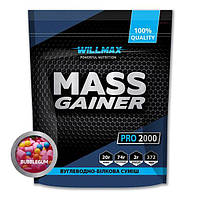 Гейнер для набора веса высокоуглеводный Willmax Mass Gainer 2 кг со вкусом жевачки бабл гам