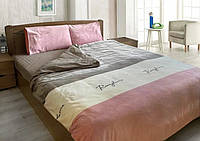 Комплект постельного белья микрофибра+бязь ТЕТ-@-ТЕТ Полоса серо-розовая (евро размер)