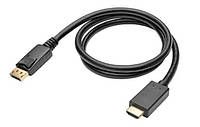 Кабель монітора-адаптер Lucom DisplayPort-HDMI M M (HDMIекран) 2.0m v1.1 1080p D7.3mm чорний CP, код: 7454086