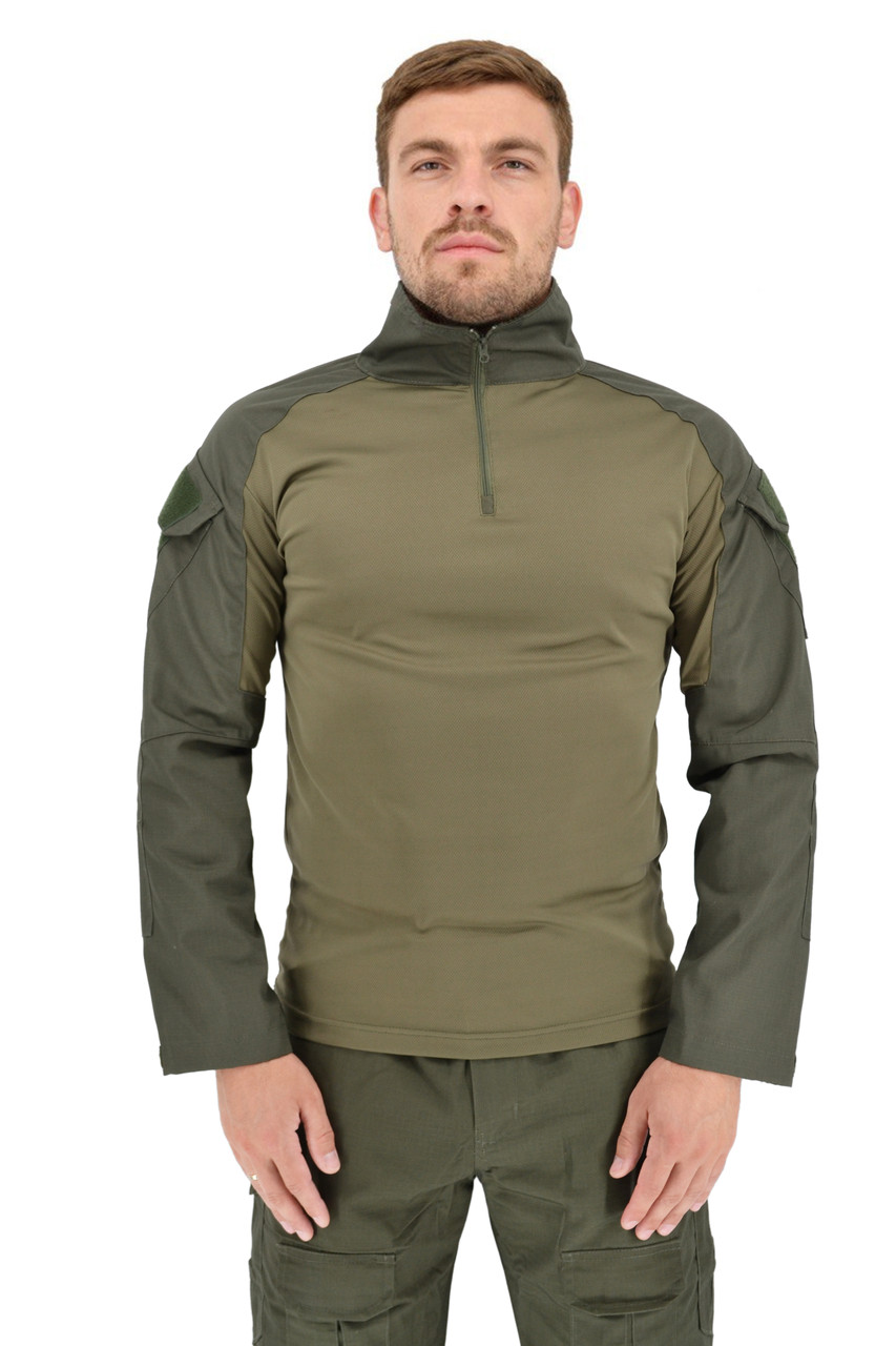 Тактична сорочка з коміром-стійкою (убакс) Warrior Wear SA-18 Зелена (Олива), фото 1