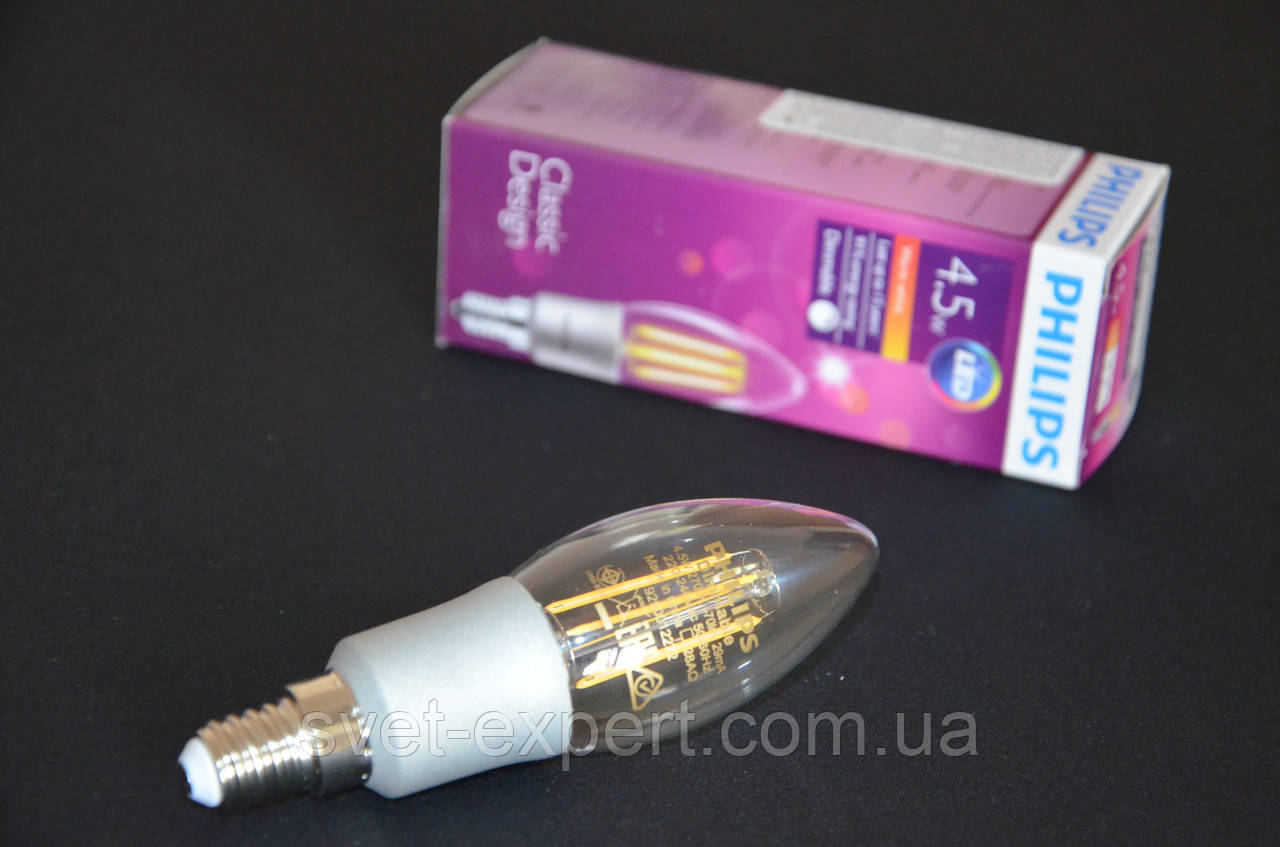 LEDClassic 4.5-50W B35 E14 WW CL D Philips свічка диммир. світлодіодна