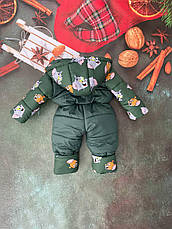 Зимовий дитячий теплий комбінезон від 1 року 80-86 86-92 92-98 98-104 розмір з капюшоном, фото 3