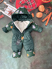 Зимовий дитячий теплий комбінезон від 1 року 80-86 86-92 92-98 98-104 розмір з капюшоном, фото 5