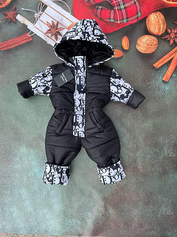 Зимовий дитячий теплий комбінезон від 1 року 80-86 86-92 92-98 98-104 розмір з капюшоном, фото 1
