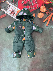 Зимовий дитячий теплий комбінезон від 1 року 80-86 86-92 92-98 98-104 розмір з капюшоном, фото 4