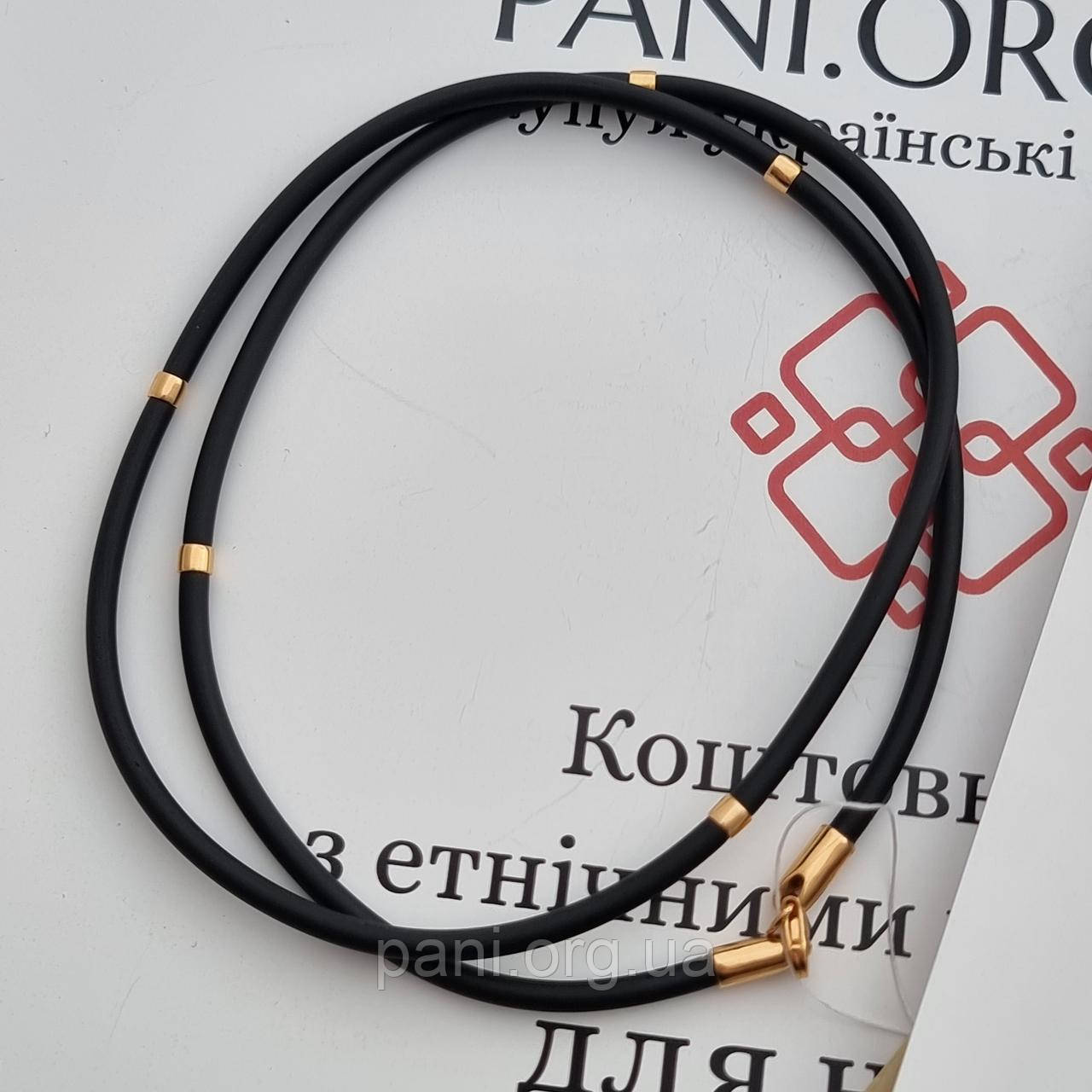 Каучукове кольє зі срібними вставками та позолотою, фото 1