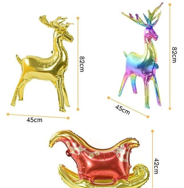Набір з трьох стоячих фольгованих повітряних куль Сані з Оленями