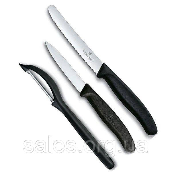 Набір кухонних овочевих ножів і овочечистки Victorinox Swiss Classic Paring Set 3 шт Чорний (6 SC, код: 1709175