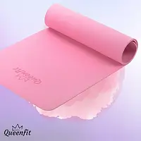 Коврик (мат) для фитнеса и йоги Queenfit Premium ТРЕ 0,5 см розовый