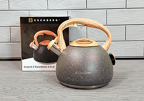 Чайник зі свистком із неіржавкої сталі 3 л Edenberg EB-8801/ Чайник для плити Сірий