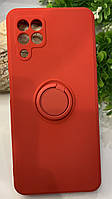Чехол накладка для Samsung A22 4G (A225F) 2021 оригинал Silicone Case Full с кольцом подставкой красный