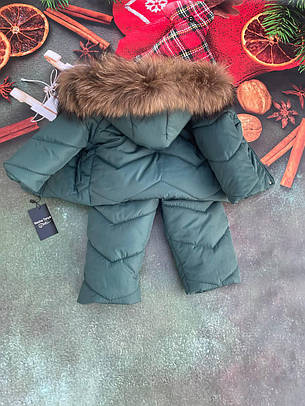 Зимовий дитячий теплий костюм від 1 року розміри 80-86 86-92 92-98 98-104 курточка та штанці - хутро єнота, фото 2