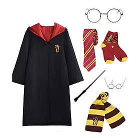 Окуляри Гаррі Поттера + Чарівна Паличка Гаррі + Плащ-мантія Гріфіндор + Краватка + Шарф Гріфіндор + Носки + Кулон | 7 в 1
