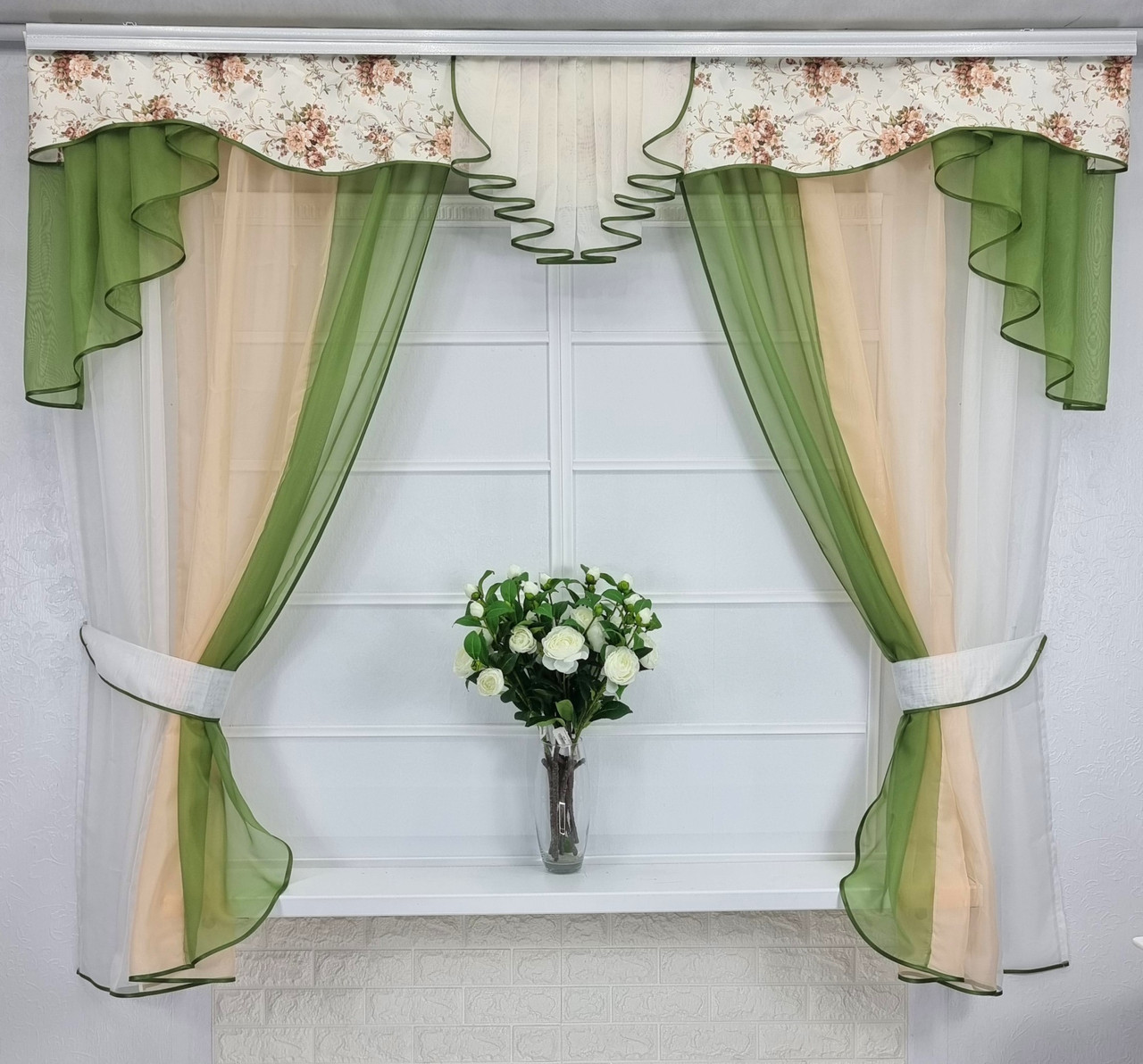 Кухонний набір штор "Сідней" Зелений №2