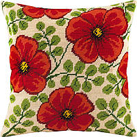 Набір для вишивання декоративної подушки Чарівниця Червоні квіти 40×40 см V-98 OB, код: 7243053