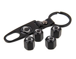 Комплект брелок і ковпачок на ніпель колеса (4 шт.) з логотипом Ssang Yong, колір чорний