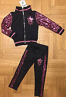 Тренд цього сезону! Модний, гарний, ошатний костюм Style Стара паєтки для дівчаток 3-4-5-6 років/яскраво-рожевий