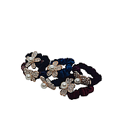 Велюрова резинка з перлинами та камінням