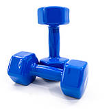 Набір для фітнесу 2в1 килимок для фітнесу та спорту (каремат) + гантелі 2шт по 7 кг OSPORT Set 22 (n-0053) Синій, фото 5