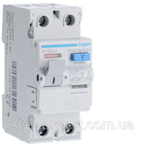 Діфреле (УЗО) Hager CF225J - 2 полюси 25A 300mA A