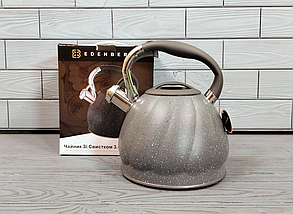Чайник зі свистком із неіржавкої сталі 3 л Edenberg EB-1904/ Чайник для плити Сірий