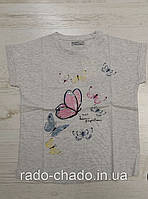 Вау!!Стильная и красивая футболка "Бабочка 3-D" глитер для девочек-подростков и мам 134-180/меланж сер