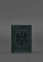 Шкіряна обкладинка для паспорта з австрійським гербом зелена Crazy Horse BlankNote SC, код: 8131805