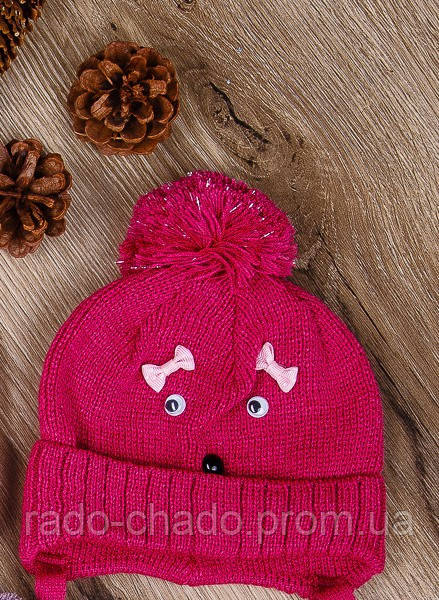 Вязанная шапочка на хлопковой подкладке для девочек 40-48/нежно-розовый - фото 3 - id-p1955889166